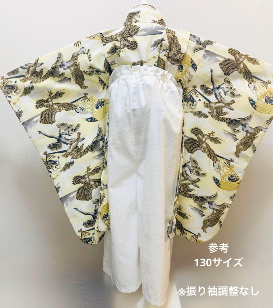 【オーダー】ハンドメイド　キッズ袴　120サイズ　男の子　鶴ブラック