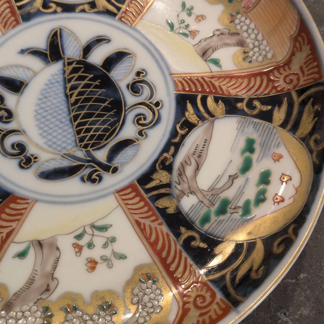 5枚セット　古伊万里　伊万里　色絵　金彩　ちどり　七寸皿　　骨董　時代物