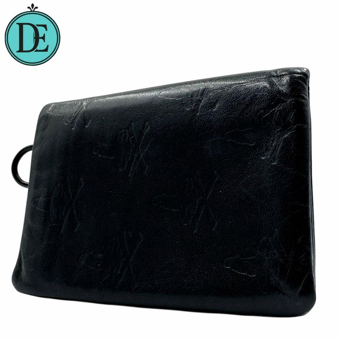 HYSTERIC GLAMOUR 二つ折り財布 エンボス Dリング レザー 黒