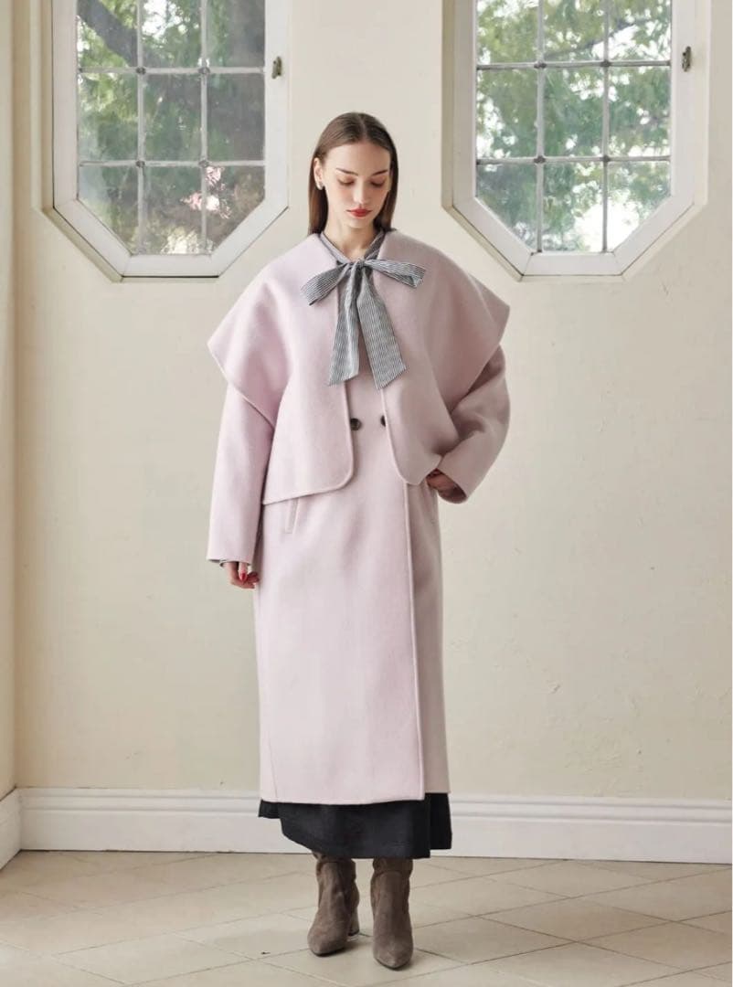 COEL ストール付きリバーコート　　ピンク38
