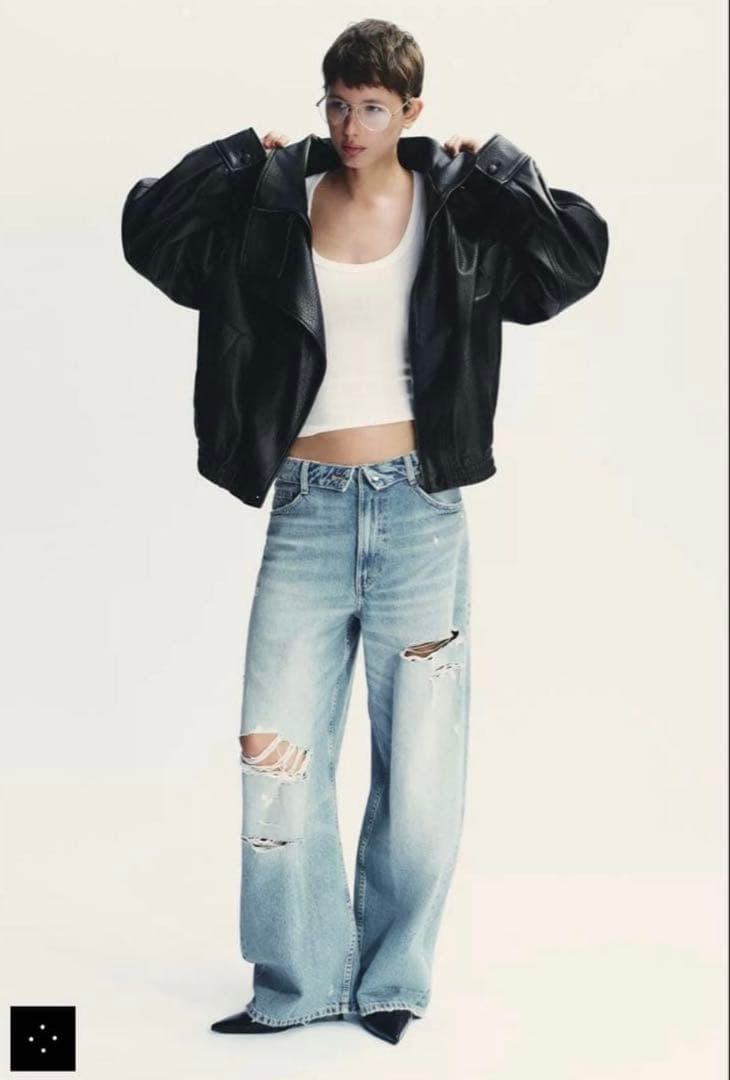 【ほぼ新品】ZARA レザー　ジャケット　大人気　ブラック　YSL M バズり