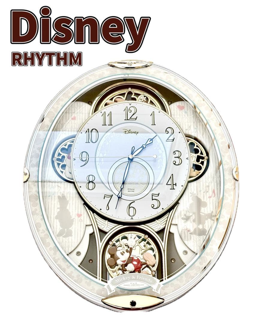 Disney RHYTHM ミッキーと仲間たち 掛時計 からくり電波時計