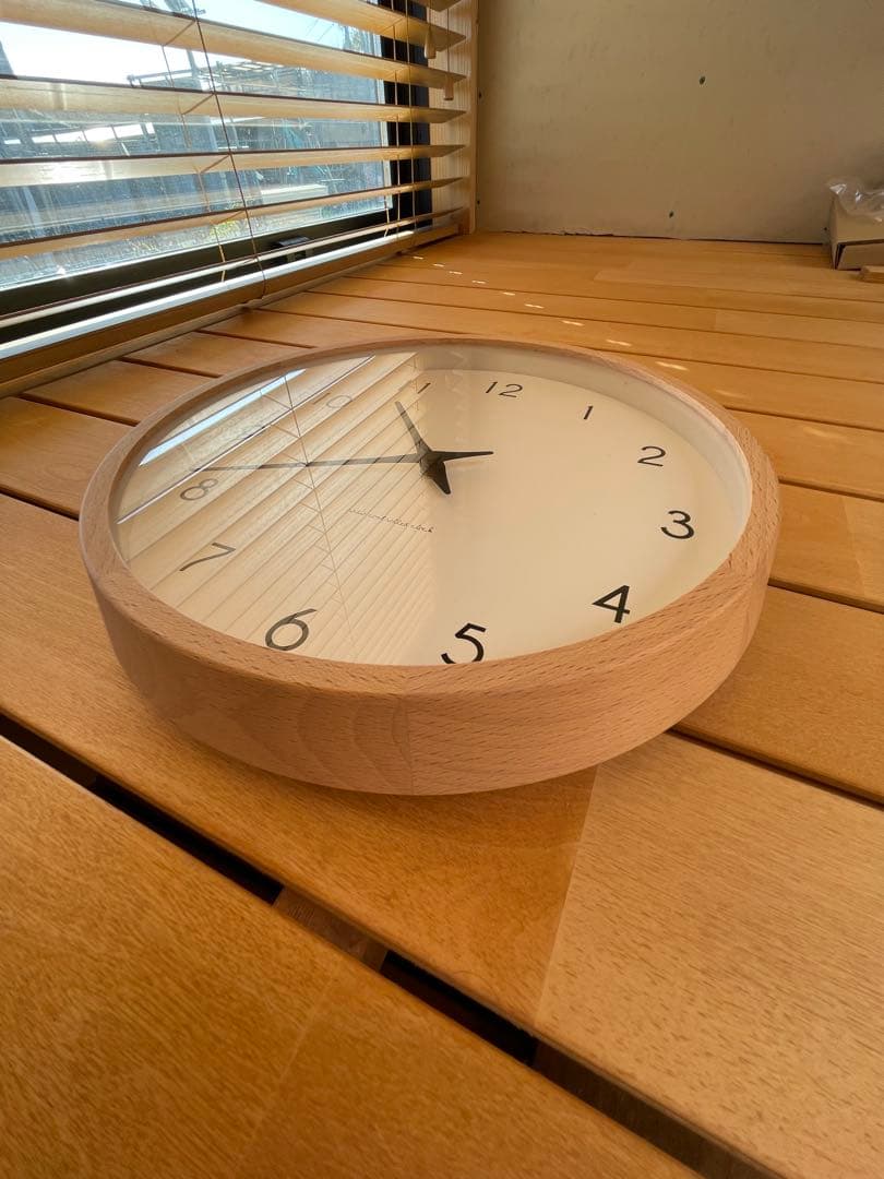 Lemnos 電波時計 壁掛け　無垢木製フレーム