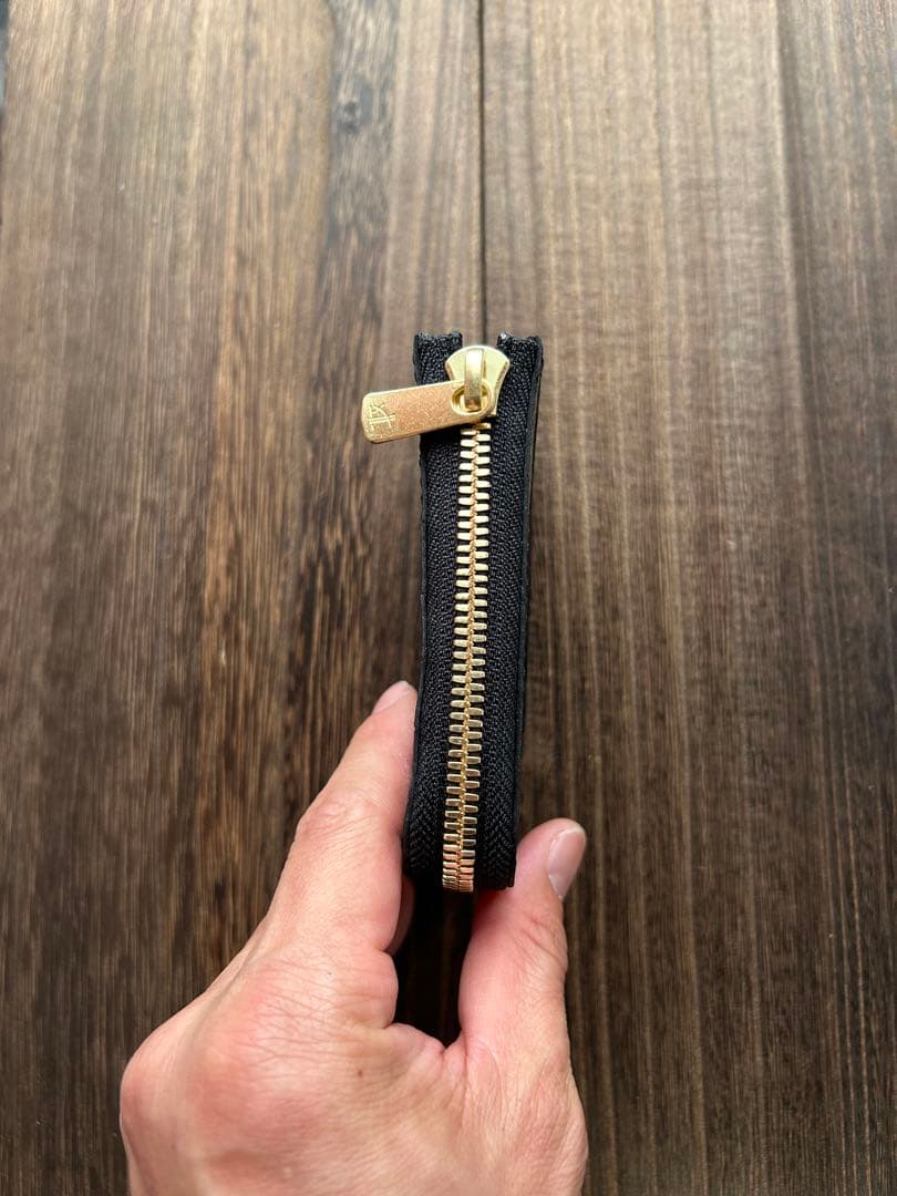 クロコダイル　ポロサス　ブラック　コンパクトウォレット　財布　ハンドメイド