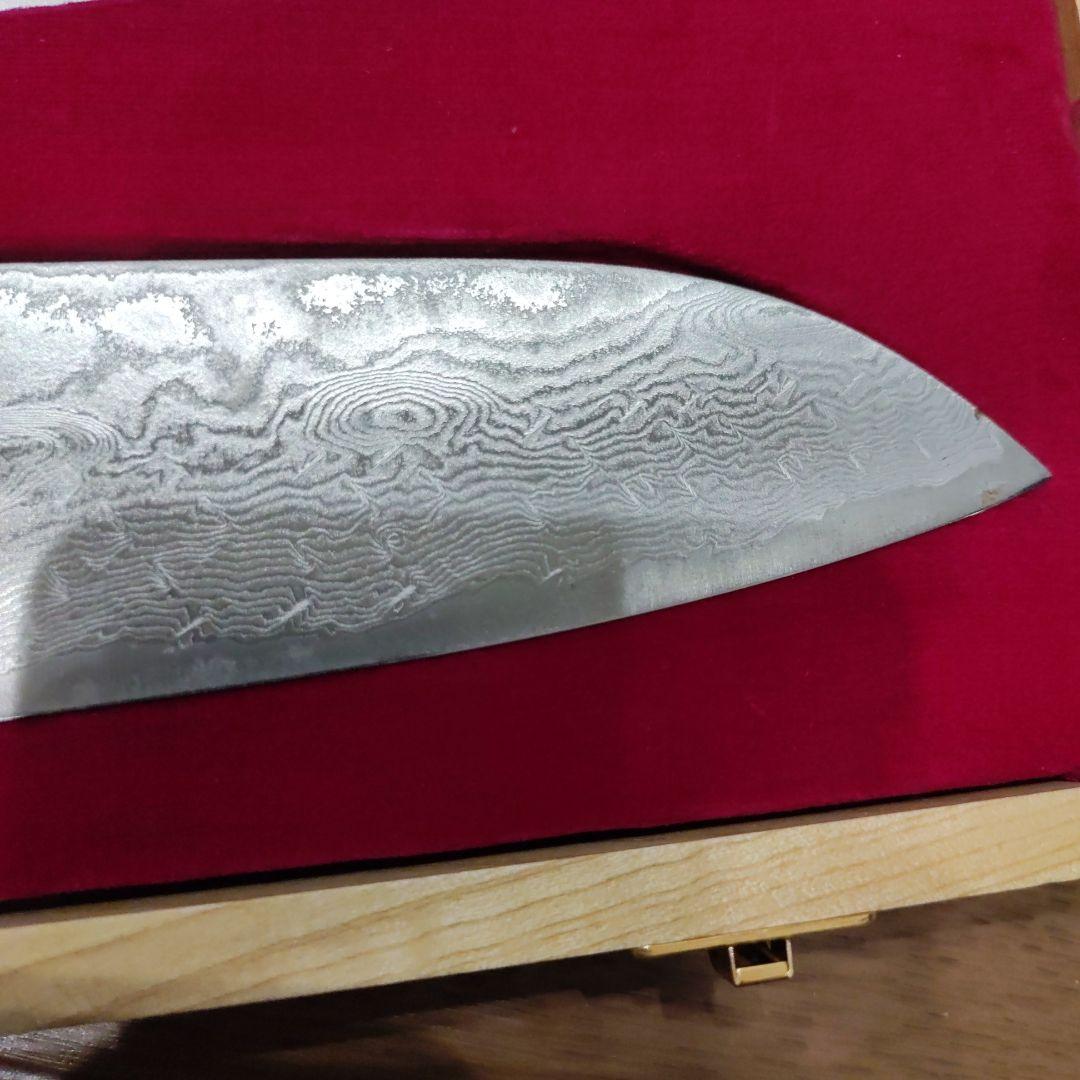 日本橋木屋　200年記念49層墨流しスーパーゴールド粉末鋼包丁+古代檜のまな板