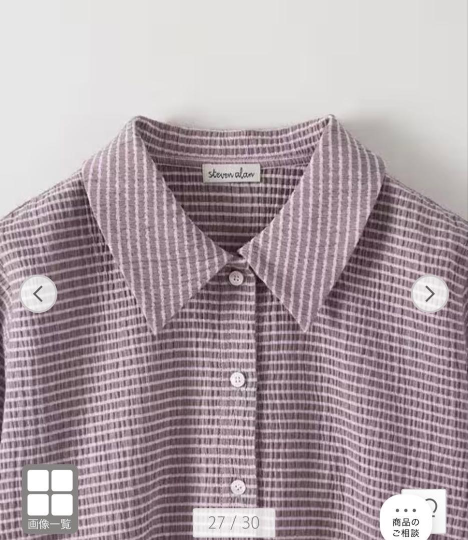 【限定価格】STEVEN ALAN クレープ チェック ハーフスリーブ シャツ