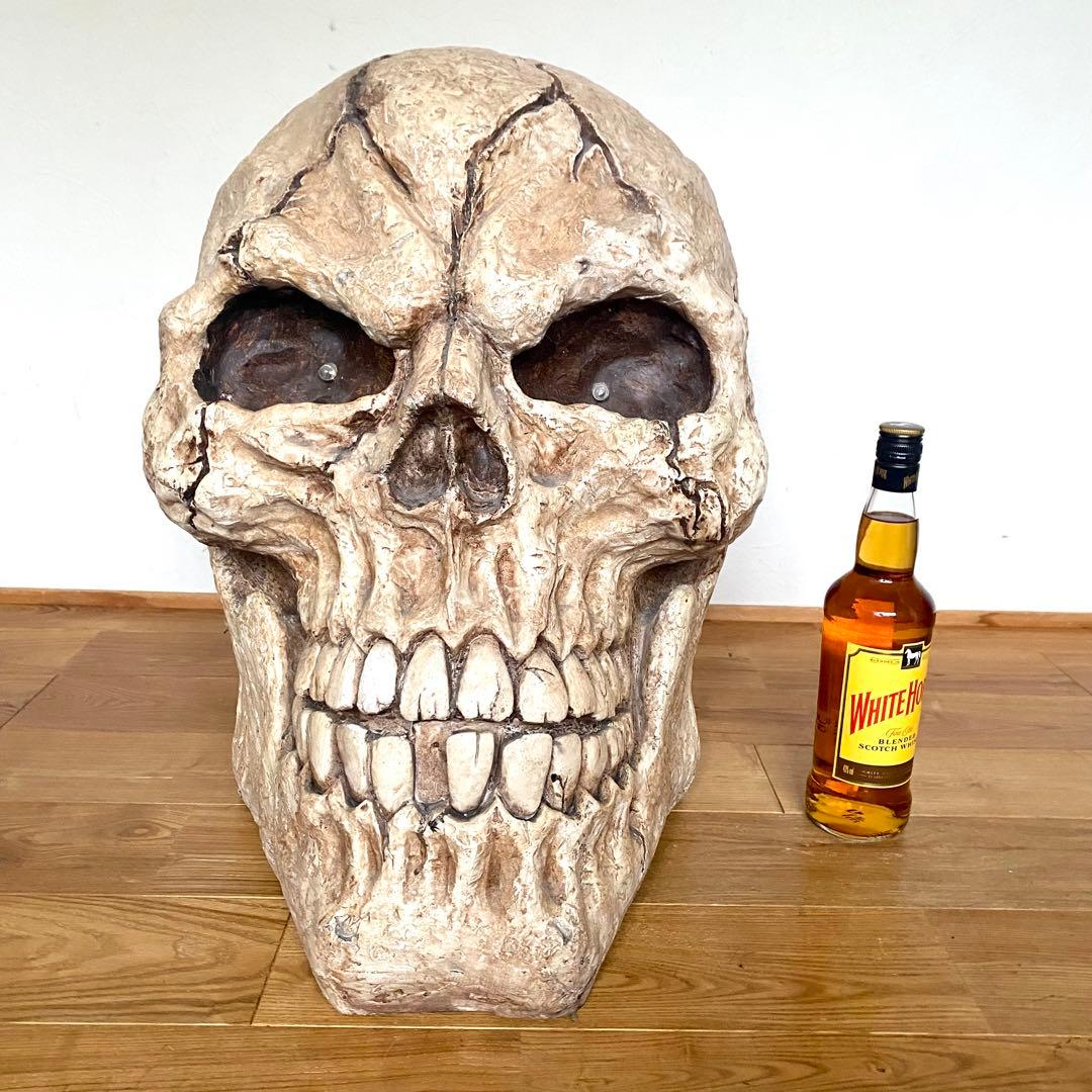 超大型 目が光る 喋る スカル ドクロ 髑髏 高さ約56cm 置物 オブジェ
