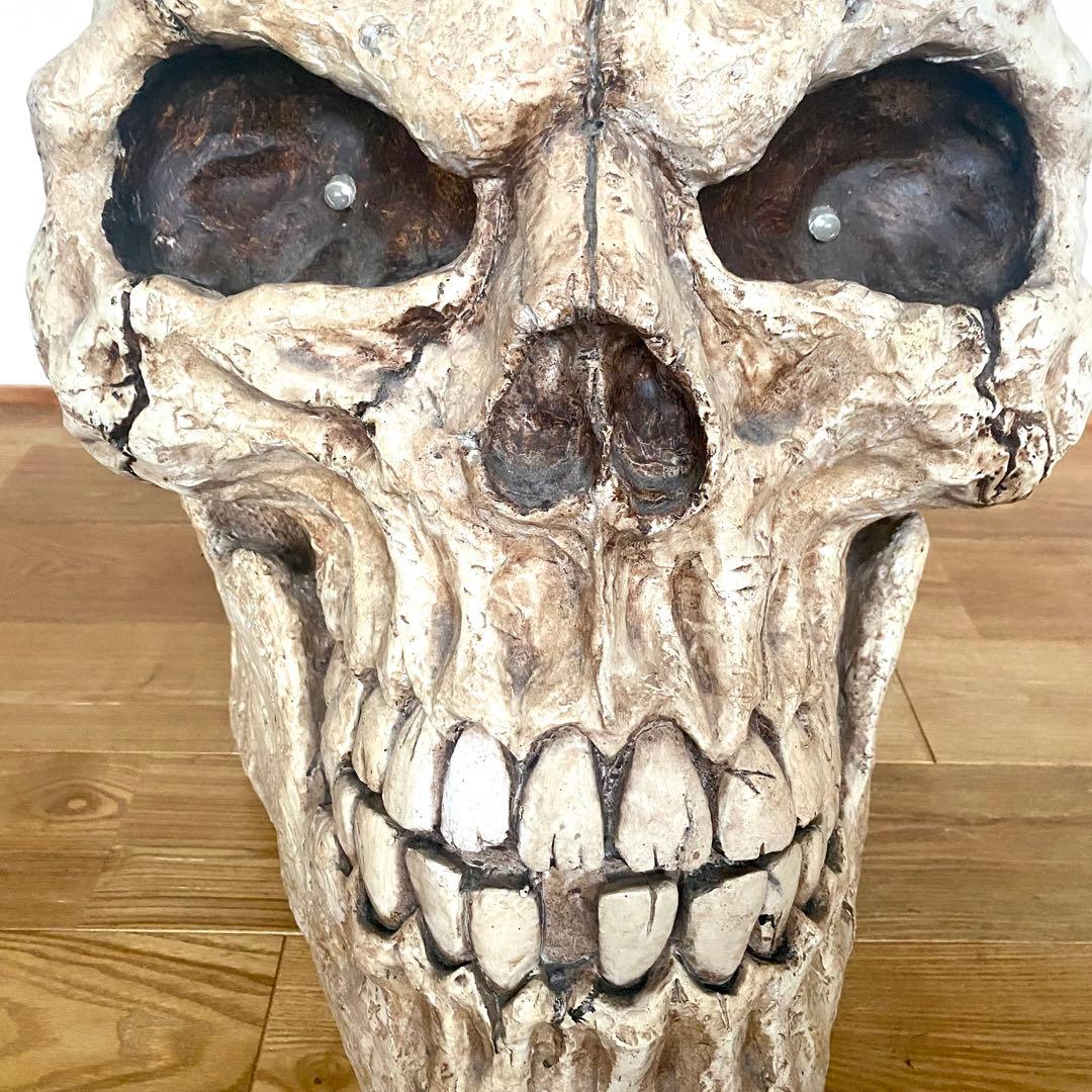 超大型 目が光る 喋る スカル ドクロ 髑髏 高さ約56cm 置物 オブジェ