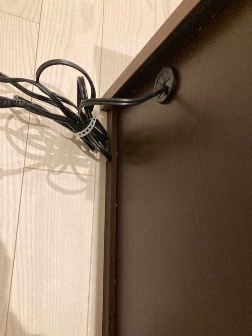 ダークブラウン 木製 ナイトスタンド 引き出し付き