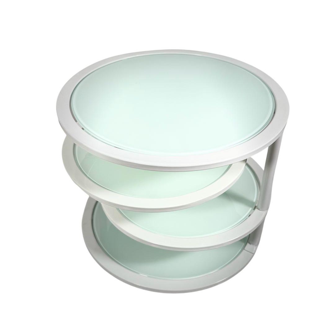 HR835 ミッドセンチュリー　レトロ　ガラステーブル　4枚　丸テーブル