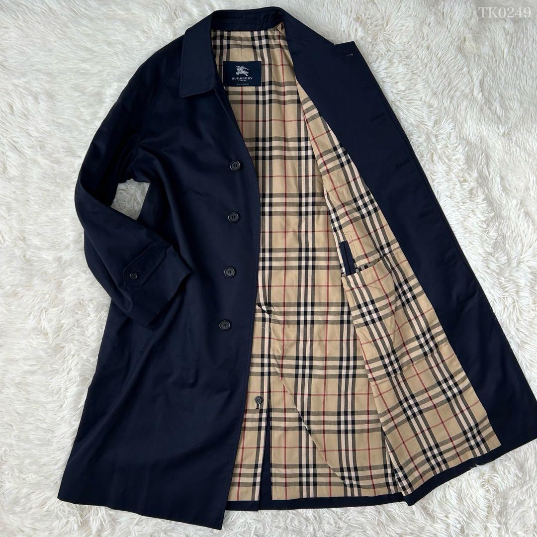 【極美品/L】バーバリーロンドン ステンカラーコート アウター ノバチェック