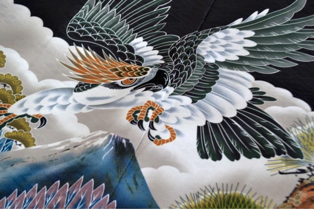 1点限り七五三 着物 男の子 袴 セット 5歳羽織袴 フルセット 鷹に富士　黒