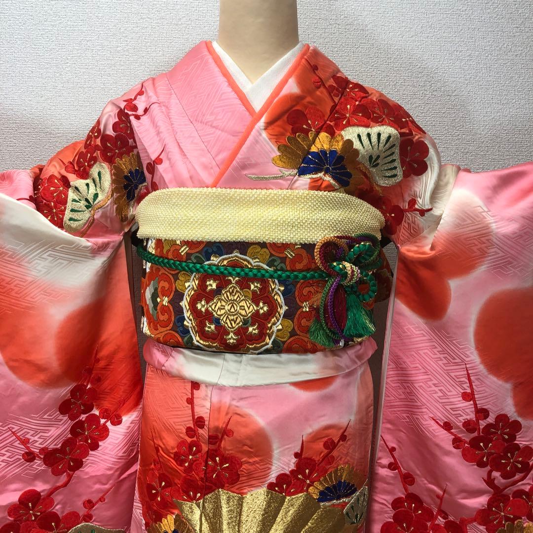 【売切値下げ】512zu45☆振袖 総刺繍 金糸☆成人式 お正月 初釜 リメイク