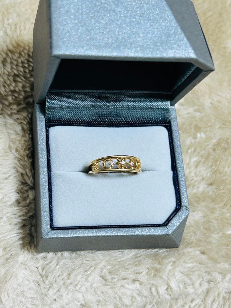 スタージュエリー K18 ダイヤ リング　MOON & SUN ピンキーリング