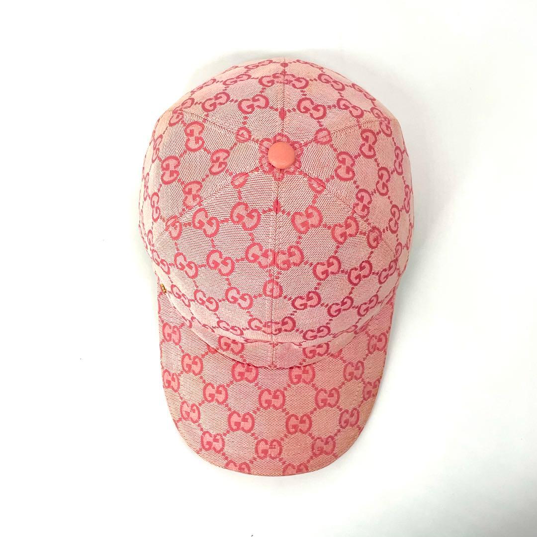 美品✨グッチ キャンバス GG柄 ベースボールキャップ GGチャーム ゴールド