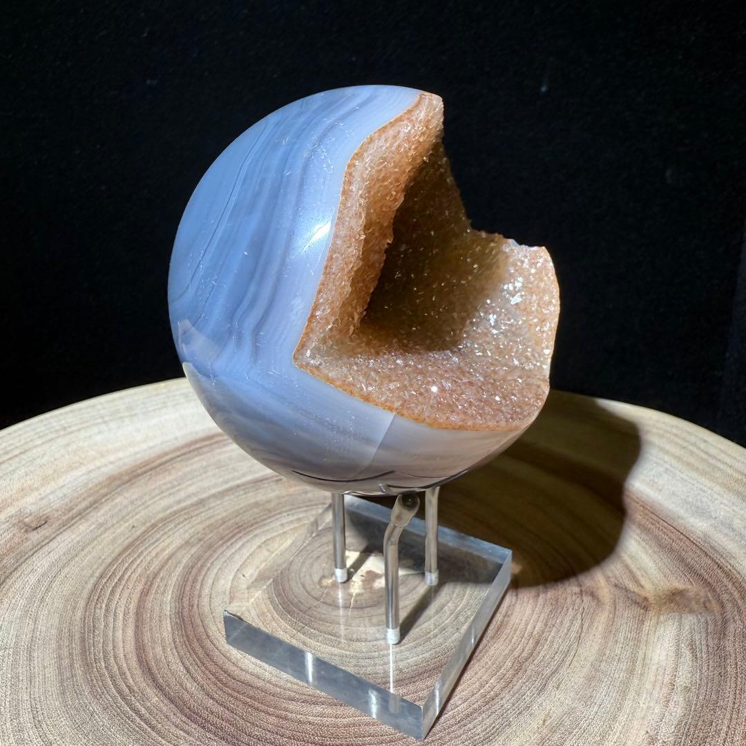 天然石シュガー瑪瑙の笑い口　置物　スフィアNO.062706