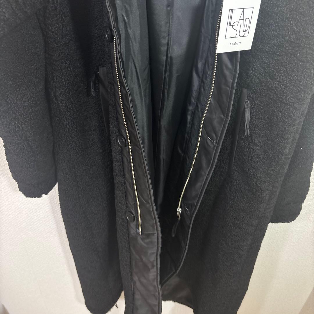 LASUD ファーボアコートブラック未使用品　サイズ9号定価34000円タグ付き