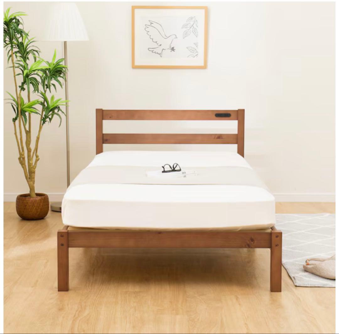 ニトリ　新品　シングルベッドフレームマットレスセット　単品OK ミドルブラウン