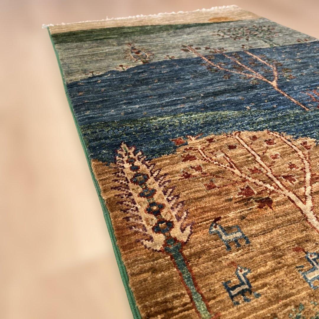 トルコ絨毯 手織りウール 155×71cm 保証書付