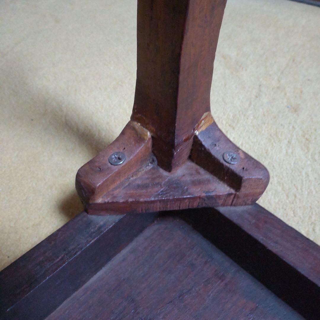 木製テーブル 象嵌細工 ダークブラウン