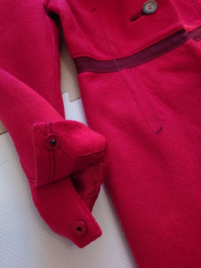 プラダ　ウール　ロングコート　赤　ルージュ　40