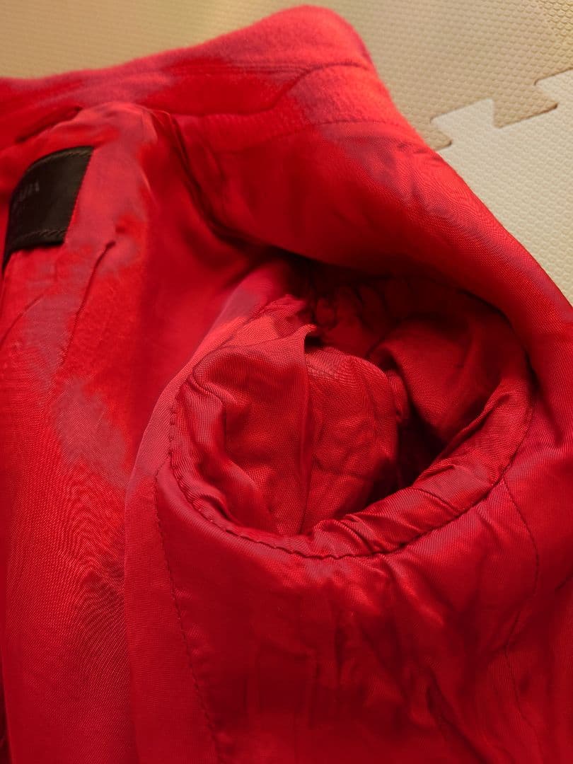 プラダ　ウール　ロングコート　赤　ルージュ　40