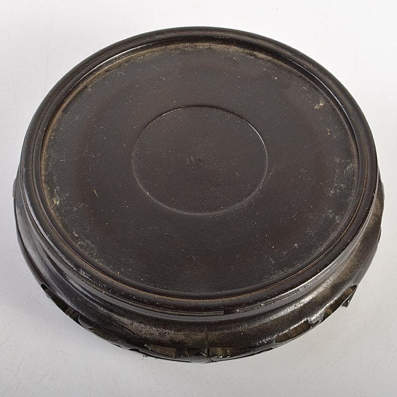 中国　剔紅　堆朱　内七宝　花文瓶　高さ約39㎝　唐木台付　Y　R7494B