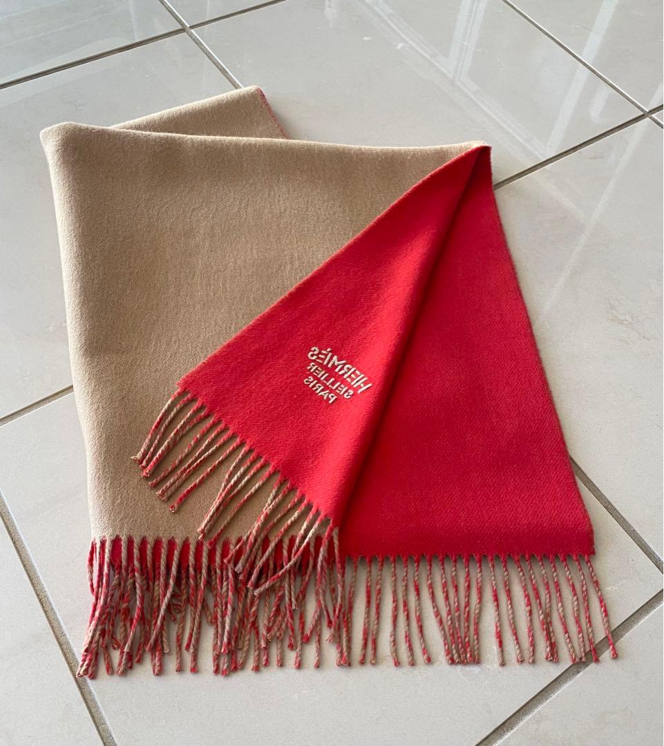 HERMES エルメス 大判ストール ダブルフェイス カシミヤストール