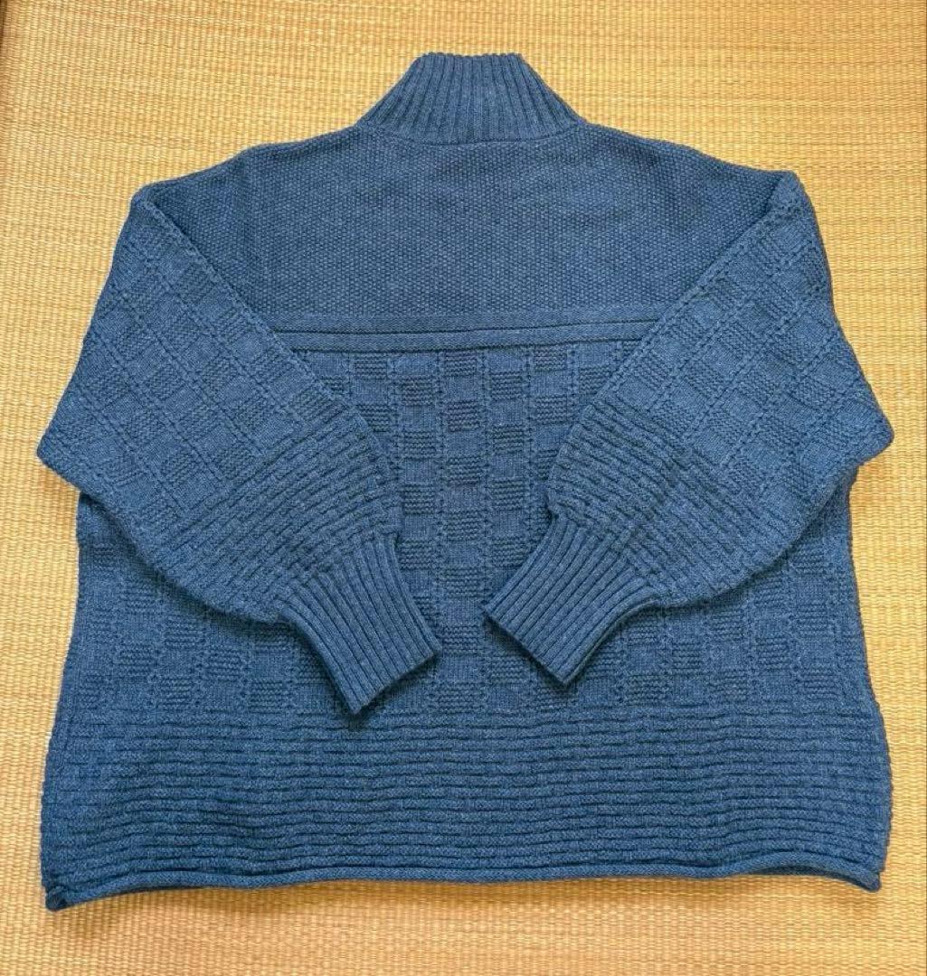 バスケット編みのニット　セーター 長袖 クルーネック　コットン混紡