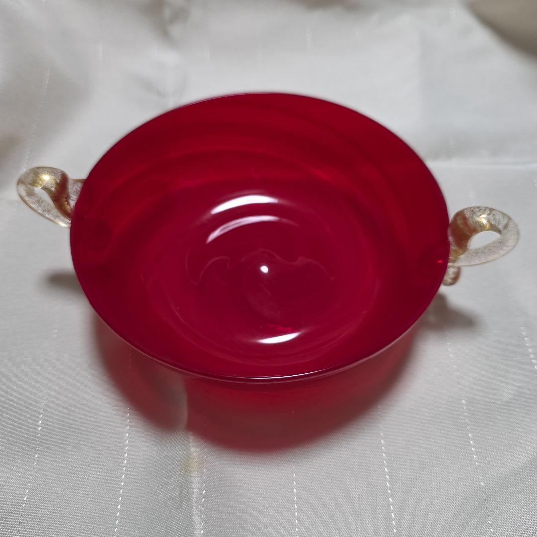 【希少】ムラーノグラス ガラスボウル 曲線ハンドル付き