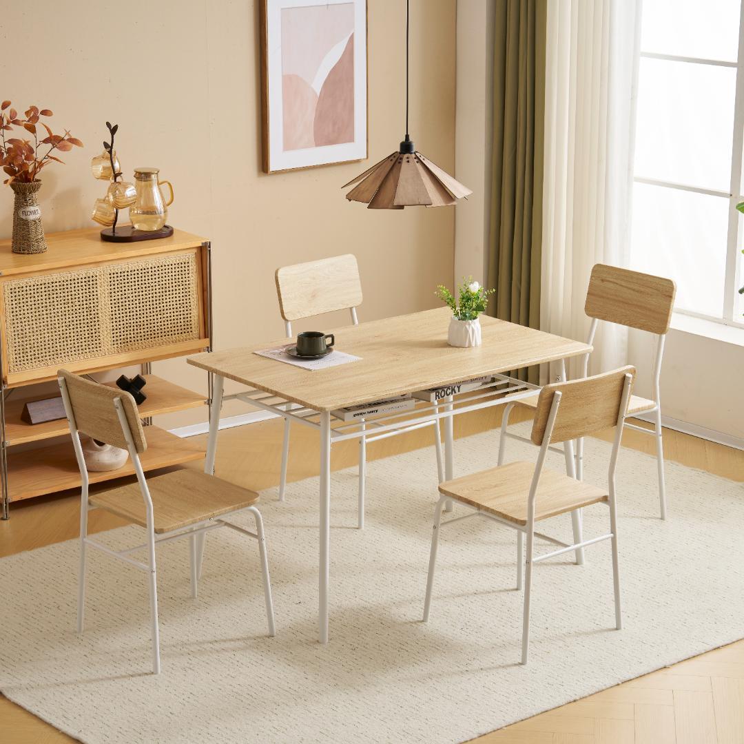超人気！4人用ダイニングテーブルセット　収納付きダイニングテーブルNATURAL