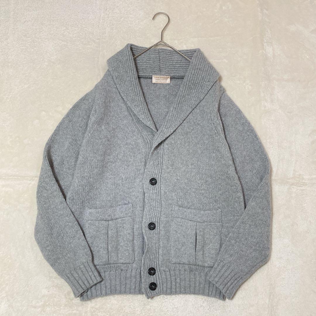 【美品】JOHN SMEDLEY カシミヤ混 ショールカラー カーディガン S