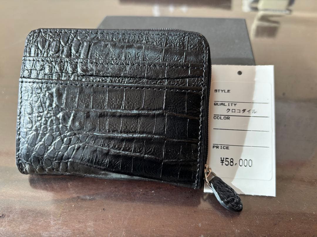 高級クロコダイルレザー ブラックケースカード小銭入れ定価5.8万