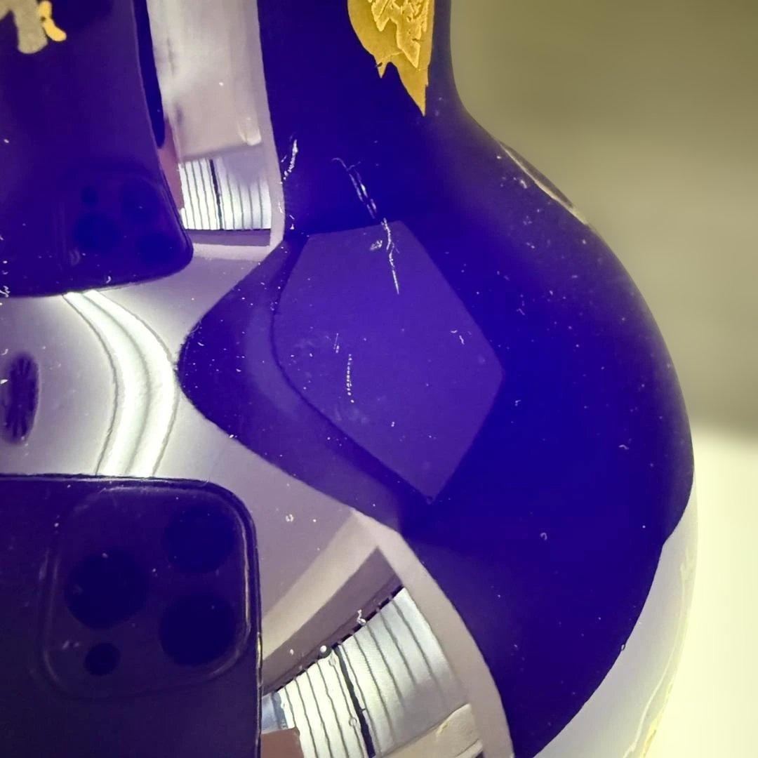 ★大倉陶園　花瓶　瑠璃金蝕葡萄　28㎝