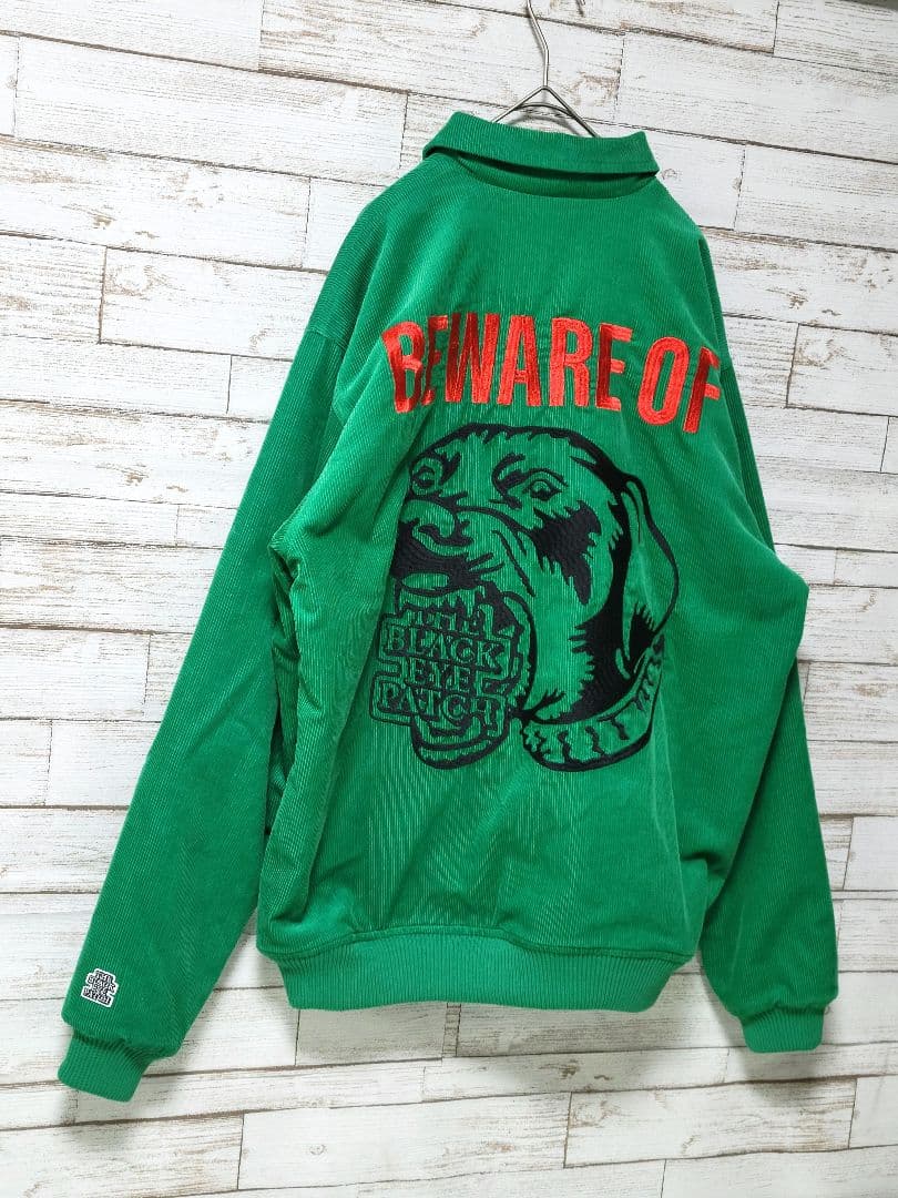 【美品】ブラックアイパッチ 刺繍 コーデュロイジャケット 裏地ヒョウ柄 猛犬注意