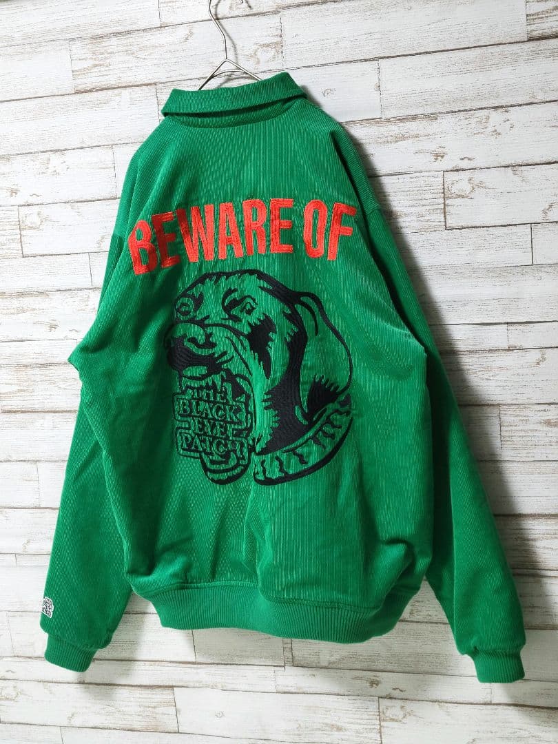 【美品】ブラックアイパッチ 刺繍 コーデュロイジャケット 裏地ヒョウ柄 猛犬注意