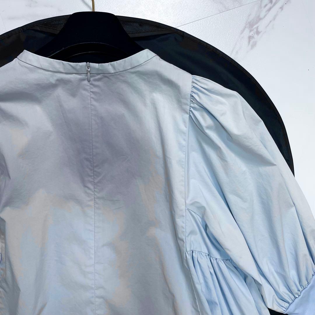 23SS✨yori サイドギャザーパフブラウス リボン パフスリーブ 近年モデル