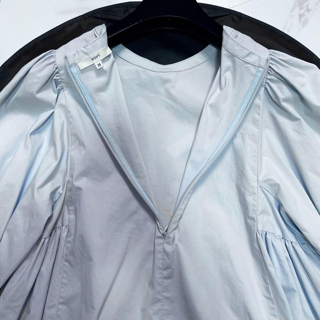 23SS✨yori サイドギャザーパフブラウス リボン パフスリーブ 近年モデル