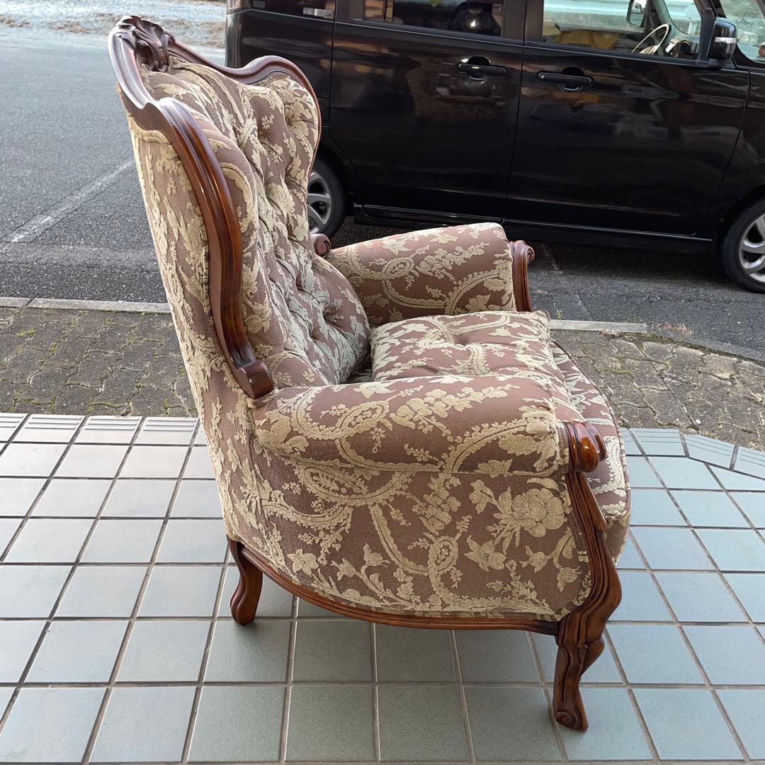 購入金額110万円セットの1つ　イタリア製　ソファ　チェア　王様椅子　飴色ウッド