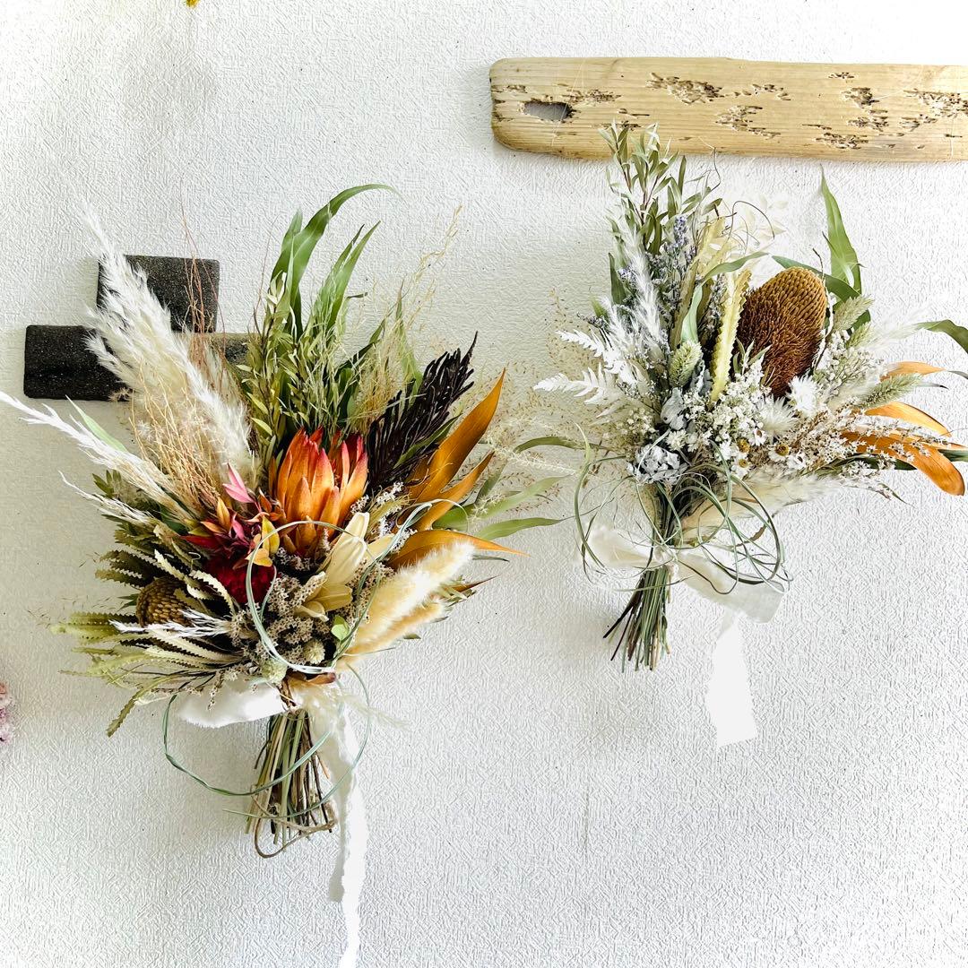 ブーケ　ドライフラワーブーケ　ウェディングブーケ　バンクシア　ワイルドフラワー