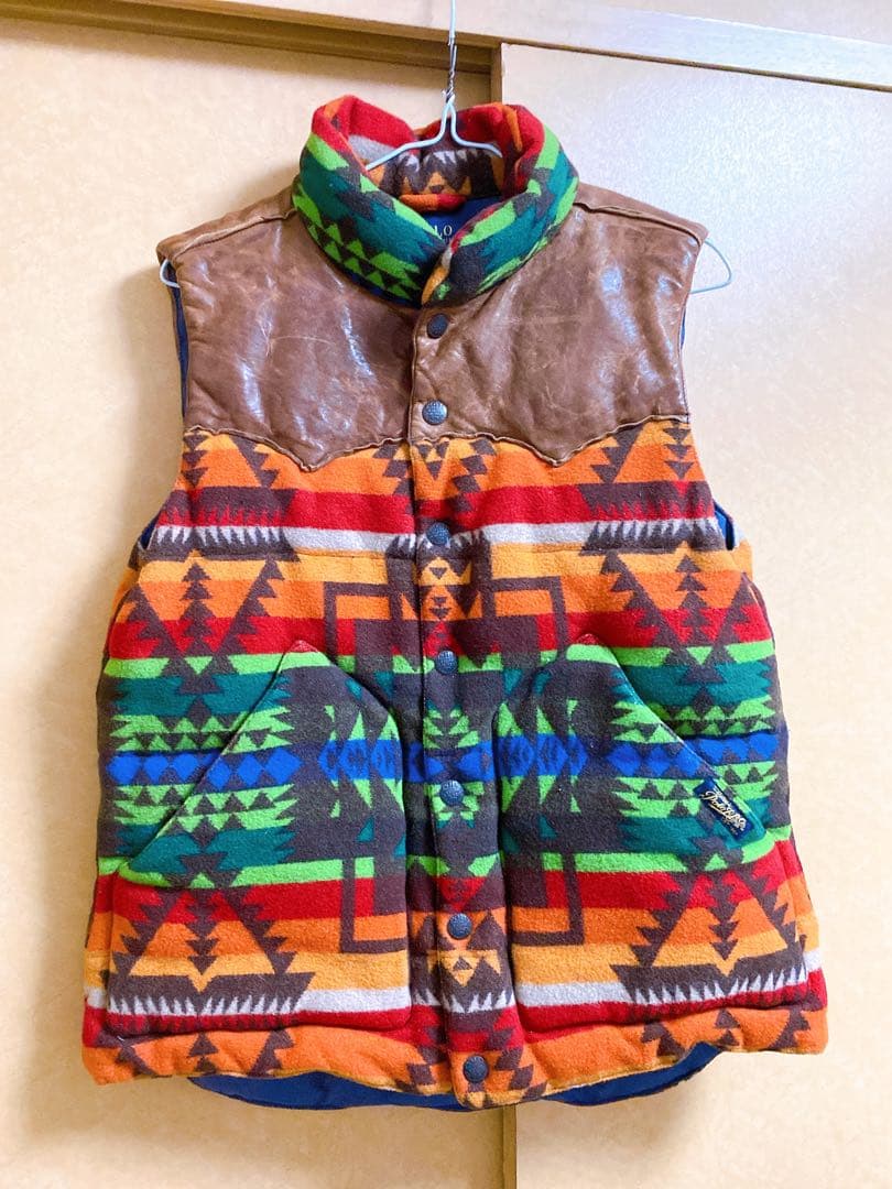 ポロ ラルフローレン レディース レザー ネイティブ インディアン ダウンベスト