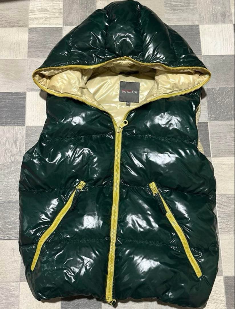 DUVETICA☆メンズ☆S☆ダウンベスト☆フード付☆44☆ダークグリーン☆美品