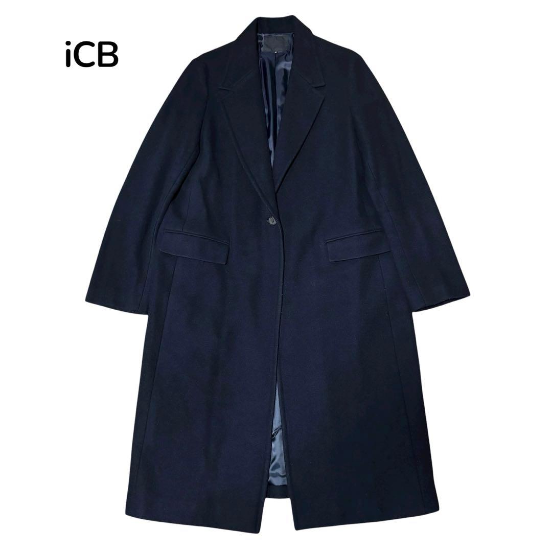 希少サイズ⭐︎iCB ウールチェスターコート　濃紺　46