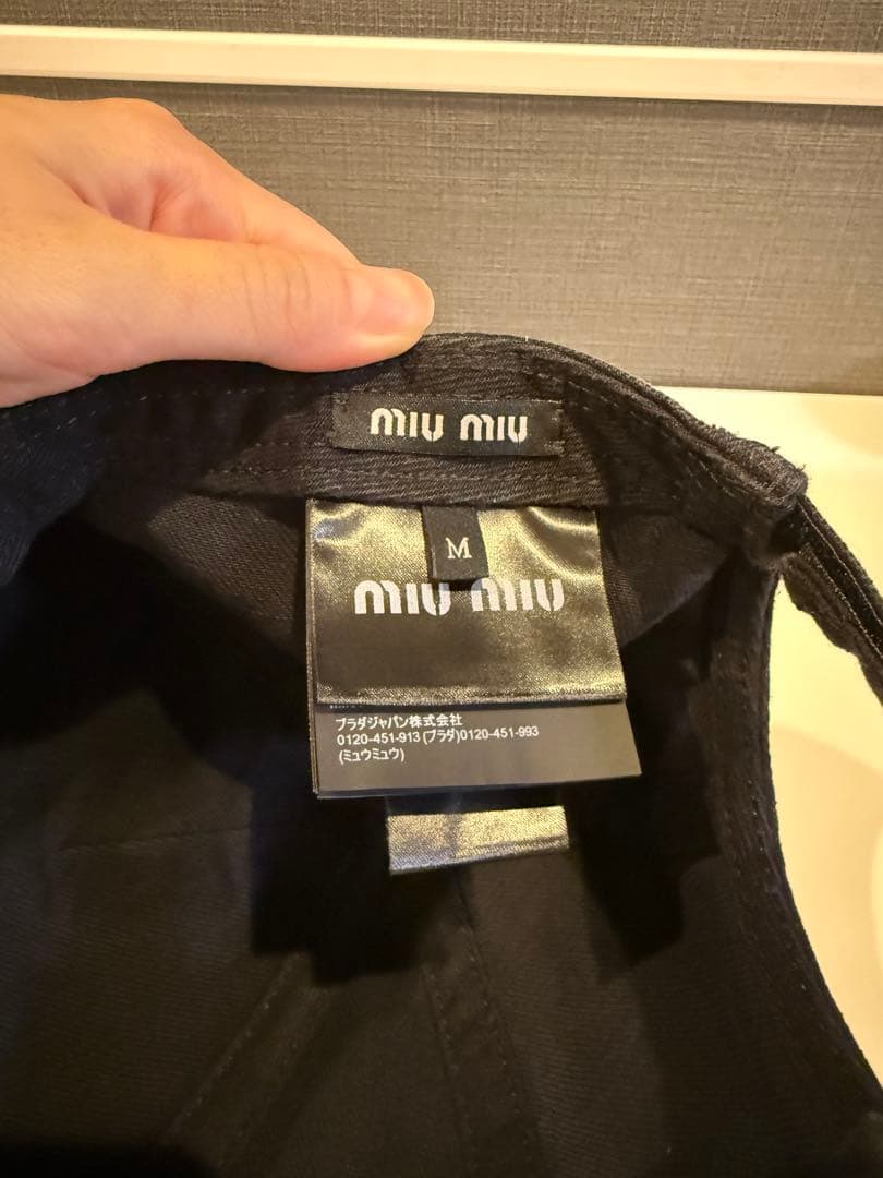 【美品】Miu Miu デニム ベースボールキャップ ブラック