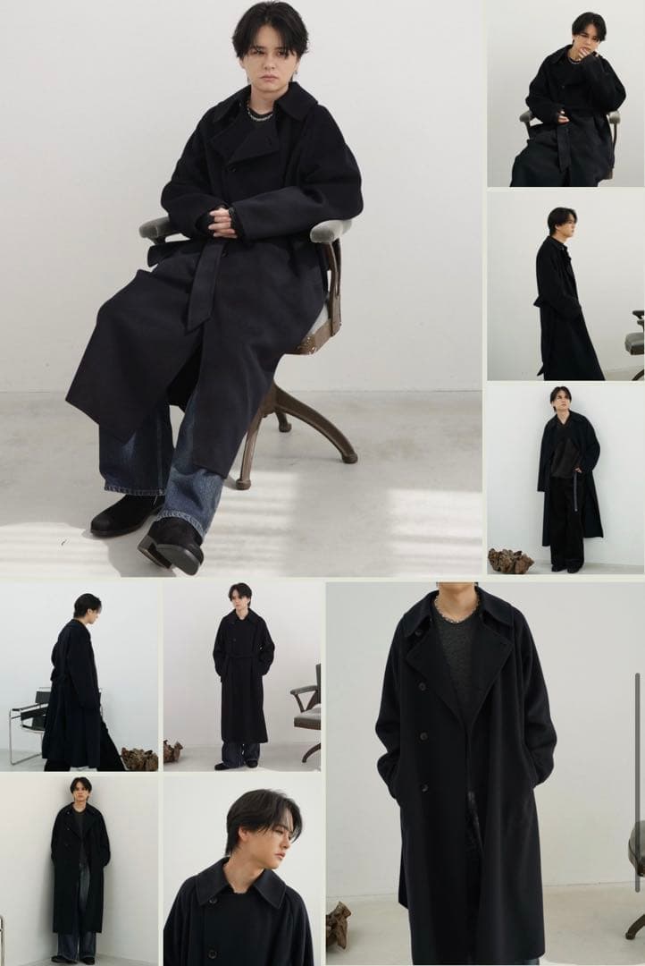 【新作・新品・未使用】LIDNM ロングコートウール ネイビー コート