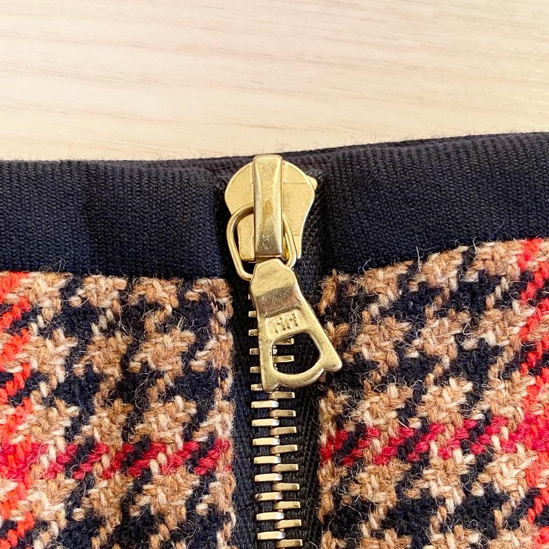 美品 DRAWER イタリア生地 セミタイトチェックスカート 定価55000円