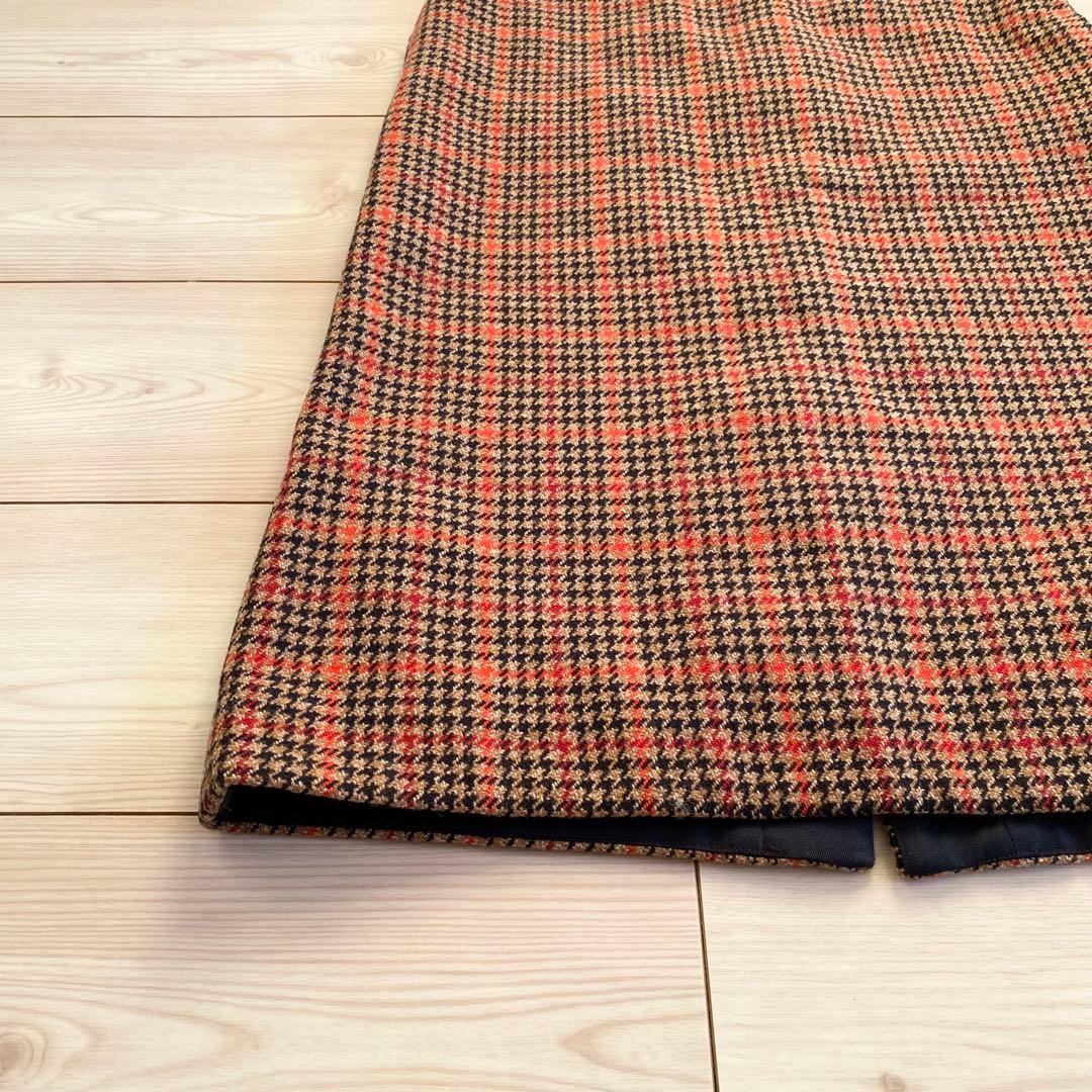 美品 DRAWER イタリア生地 セミタイトチェックスカート 定価55000円