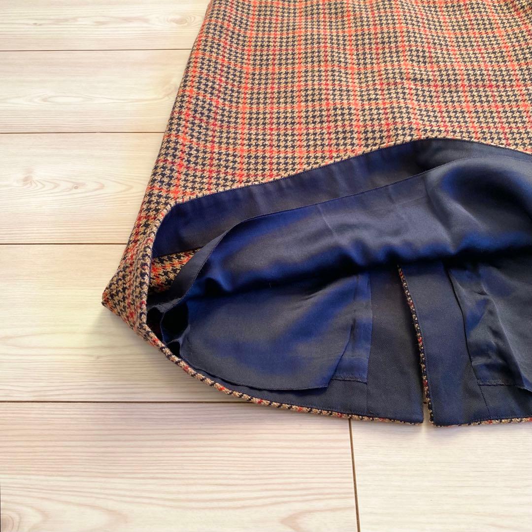 美品 DRAWER イタリア生地 セミタイトチェックスカート 定価55000円