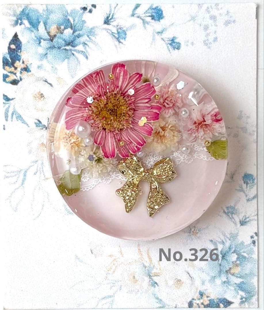 レジンヘアゴム ポニーフック　ドライフラワー　No.326