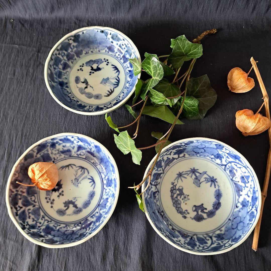 「ご成約者」です。 「手頃な染付古伊万里皿」 3客セット 骨董アン